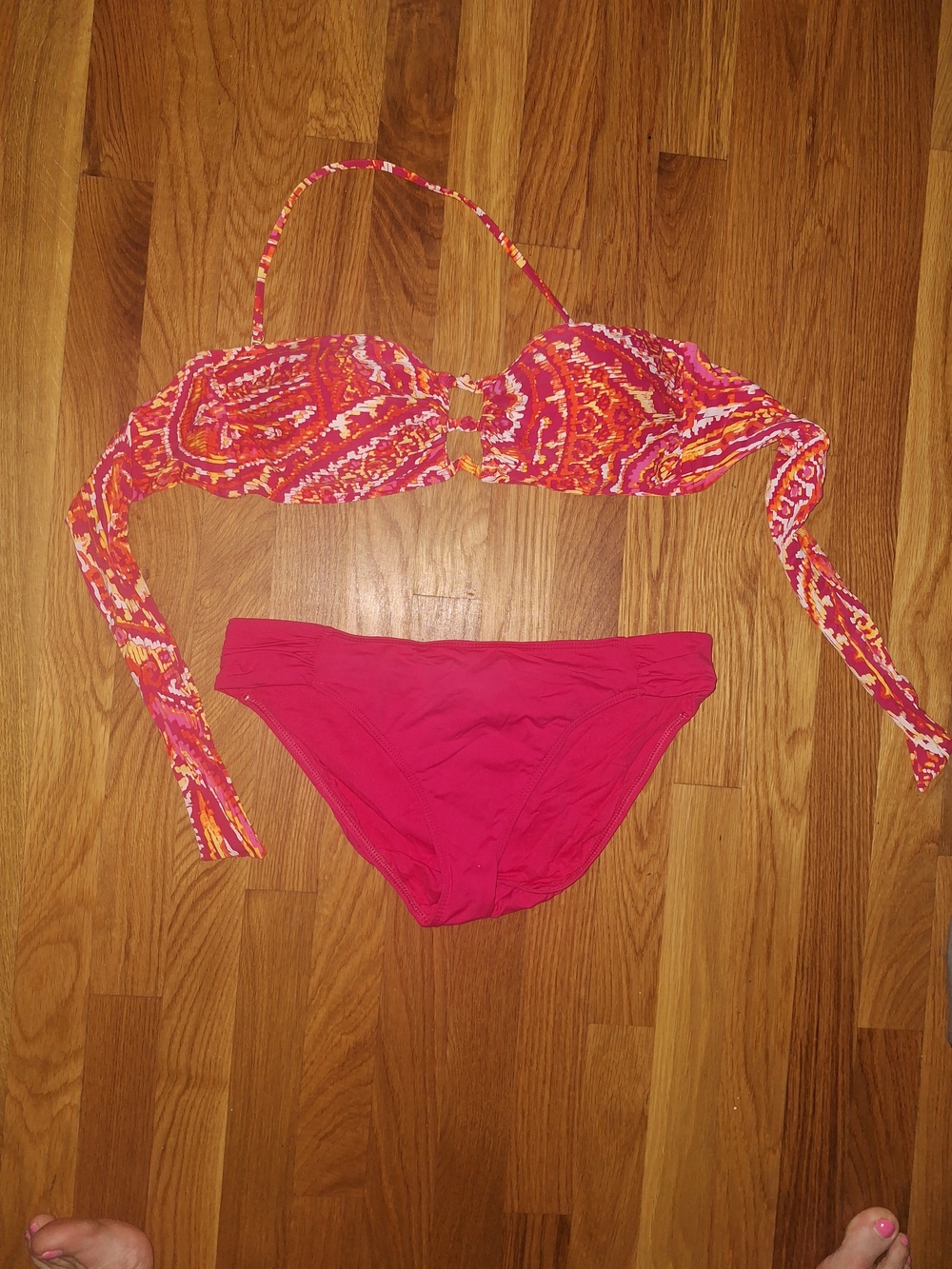 Ralph Lauren Pink & Orange Printed Bandeau Bikini